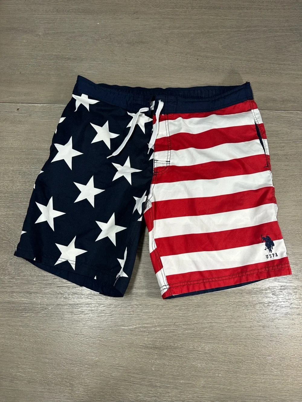 U.S. Polo Assn. Men's American Flag Board Shorts - Navy, Red, White